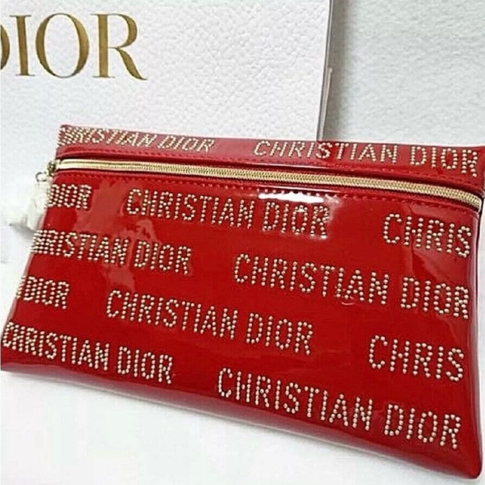 Dior Vibrant Red Embellished Pouch (NIB)